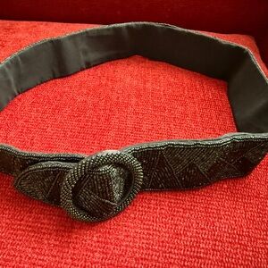 Elegant Black Beaded Women's Belt